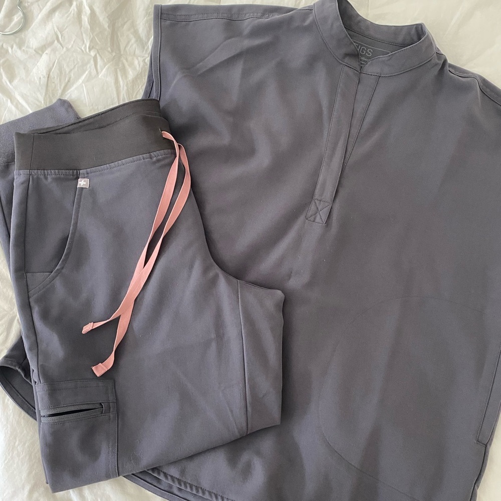 Figs Gray Sweatpants Relaxed Fit Drawstring- S/Petite